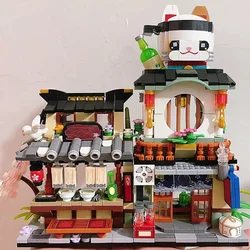 Technical Creative Expert Mini Folding Street View Moc Ideas Japanese Izakaya Architecture Blocks Bricks Educational Toy 789pcs