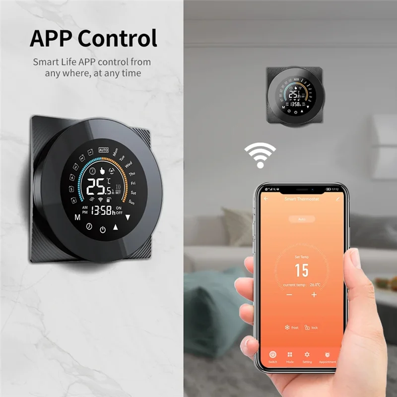 Tuya Wifi Thermostat LCD Digital Touch Temperature Control สําหรับ Alexa สีขาว, เครื่องทําน้ําอุ่น (Wifi) ติดตั้งง่าย ใช้งานง่าย