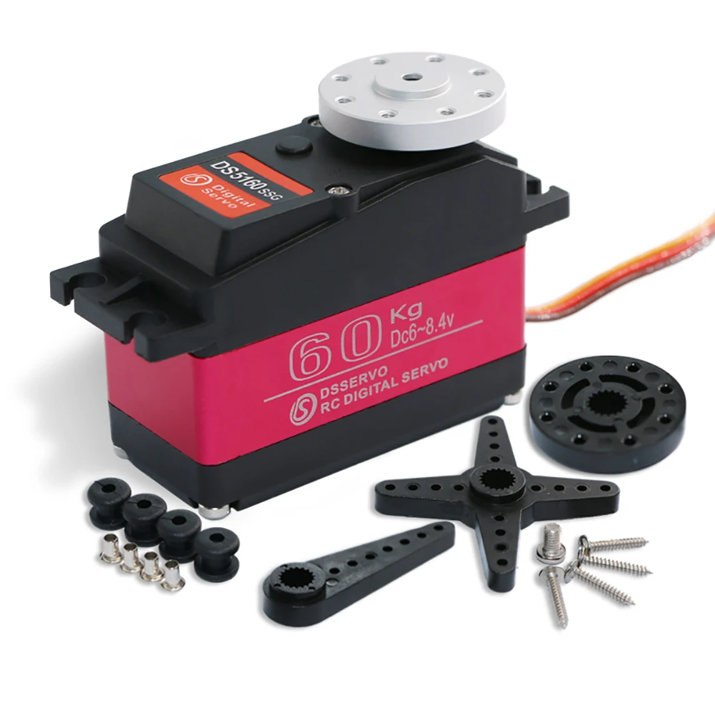 DS5160 Servo digitale 60KG 180/270 gradi Metal Gear ad alta velocità 7.4V Programmabile impermeabile con braccio 18T per auto robot RC