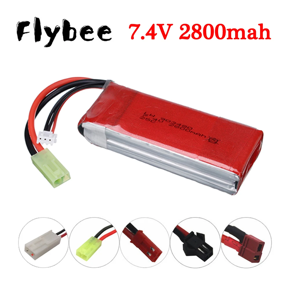 7.4V 2800mAh batteria Lipo piccola spina tamiya / T / SM per Wltoys 144001 RC auto giocattoli parti 2S 7.4V batteria per barche FT009 RC