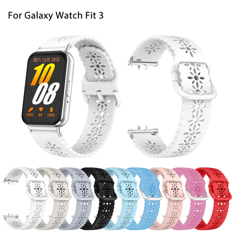Correa para reloj Galaxy Fit 3, correa hueca, adaptador Samsung para niñas, accesorios para mujer, pulsera de silicona para mujer