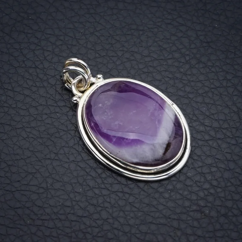 

StarGems Chevron Amethyst Handmade 925 Sterling Silver Pendant 1.5" F4055