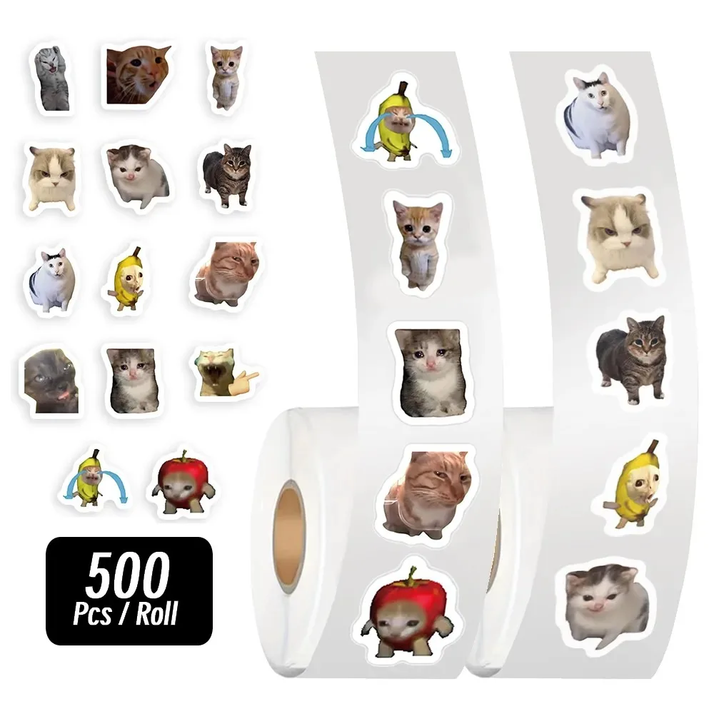 500pcs/roll Cartoon Meme Cat Stickers For School Reward Stickers Classroom Decoration Encouragement Sticker For Student Teacher