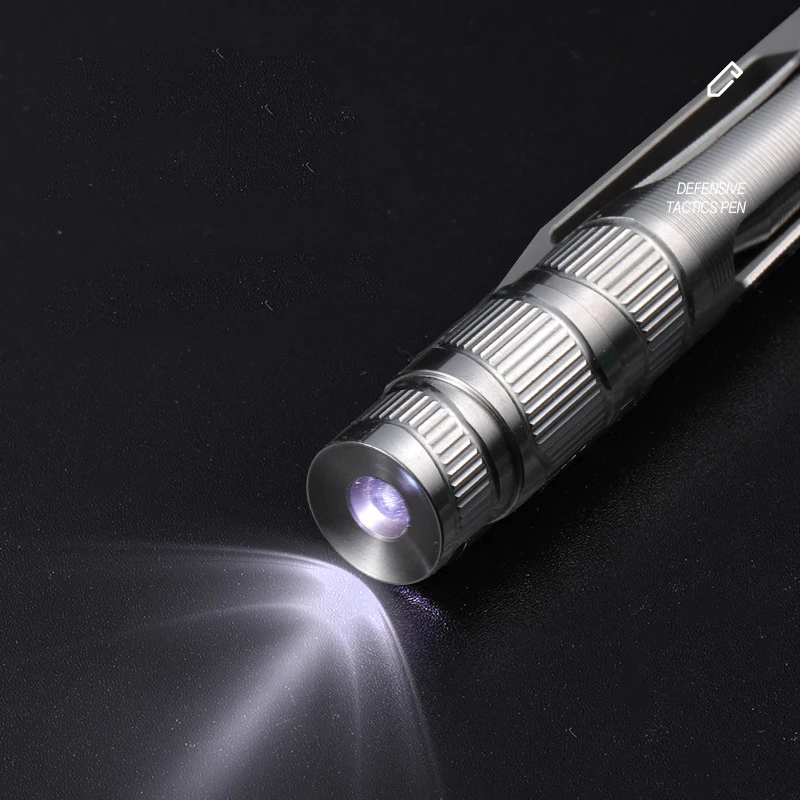 Outdoor Portable EDC Multi-function LED Light Titanium Alloy Tactical Pen Girl Car Breaking Bodyguard Tool