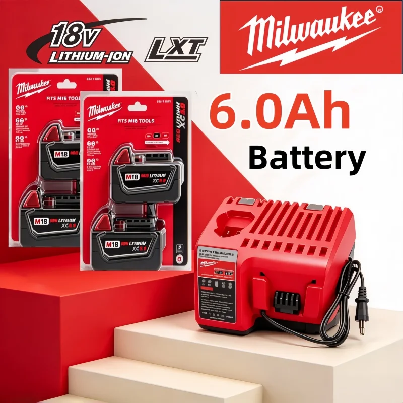 Milwaukee Original M18 FUEL 6.0Ah 18V Battery 18650 M18B6 M18B5 Suitable for Milwaukee Power Tools Rechargeable Lithium Battery
