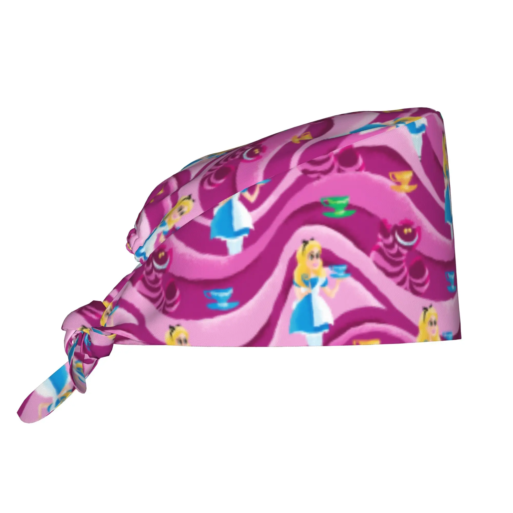Custom Alices Anime Wonderlandes Scrubs Cap Surgical Hats Women Men Cartoon Operating Room Cap Nursing Cap Lab Works Hat