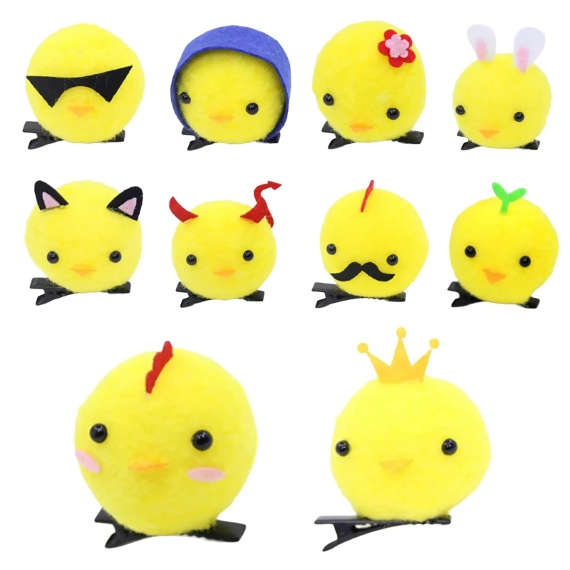 3D Cartoon Hair Pin Lovely Yellow Chick Hair Clip Birthday Party Headwear Festival Hairclip Kids Hair Styling Tool 10PCS