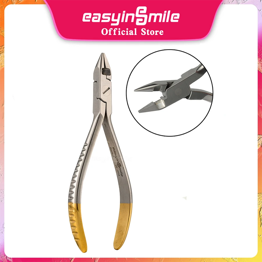 Dental Orthodontic Plier Bird Beak With Cutter Easyinsmile Light Wire Cut TC-Half Gold MAX 0.014 Germany Stainless Steel