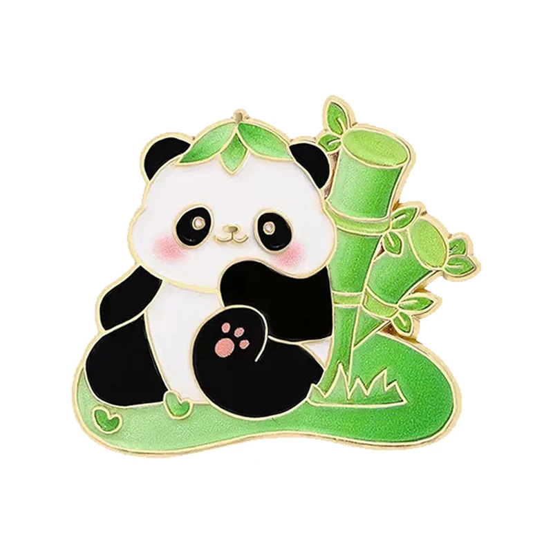 Cute Panda Pin 6-design Enamel Cartoon Flowers Panda Animal Brooch Pin For Backpack Clothes Lapel Metal Badge Friends Gifts