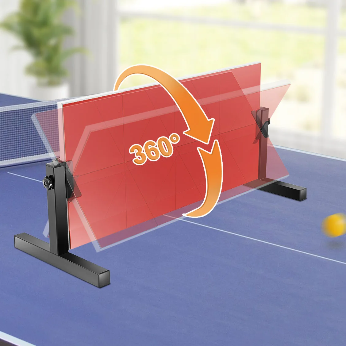 66x33cm Tischtennis-Rückprallwand mit 8 Roten Gummibällen, Winkelverstellbar für Selbsttraining im Tischtennis