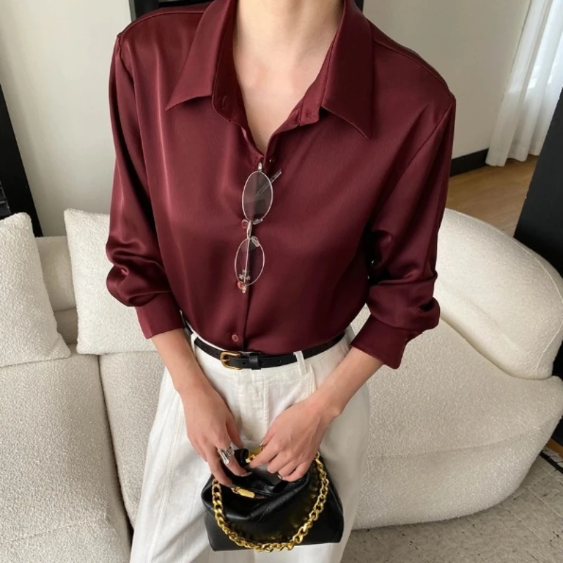 

Женские блузки и топы: винтажные рубашки с отложным воротником и длинным рукавом в стиле Y2K, уличная мода, элегантные комбинированные рубашки, повседневные рабочие блузы, весна 2026