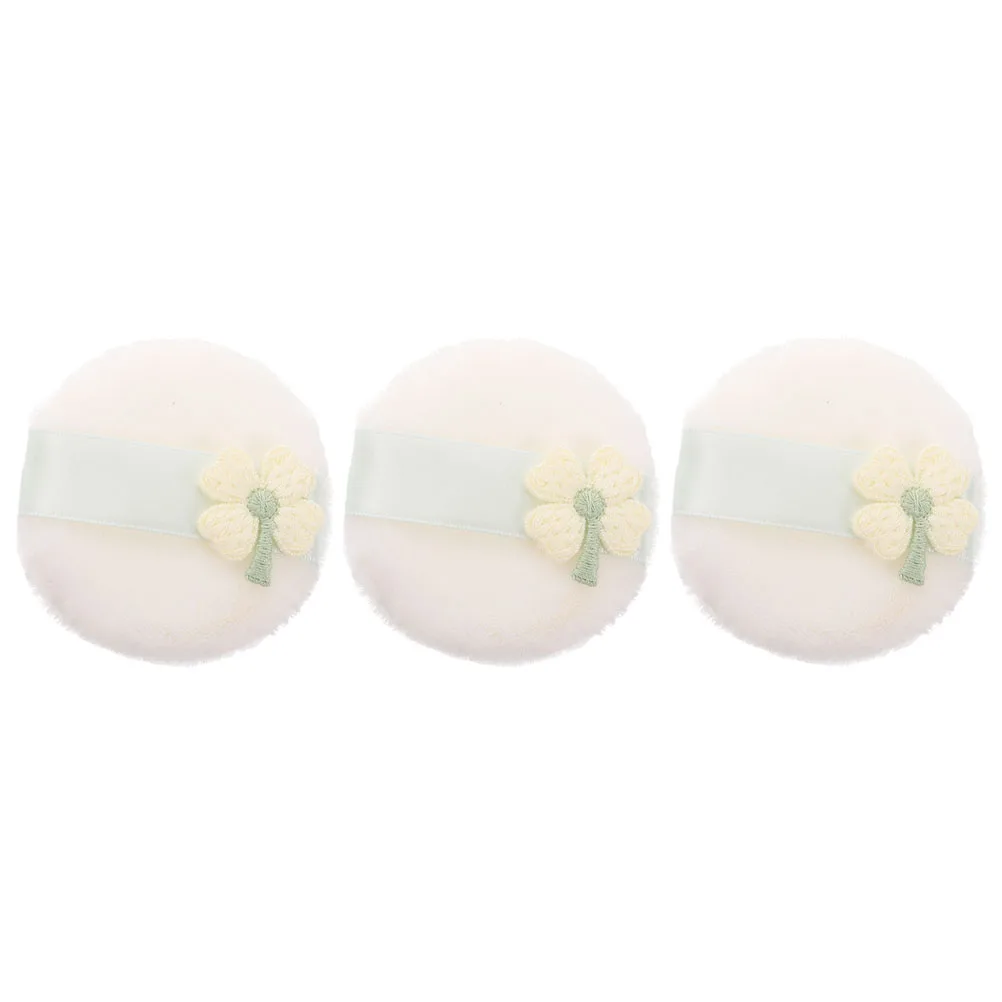 3 uds polvo suave maquillaje cara Puff lavable reutilizable para aplicación de base en polvo suelto diseño bordado compacto Puff Pads