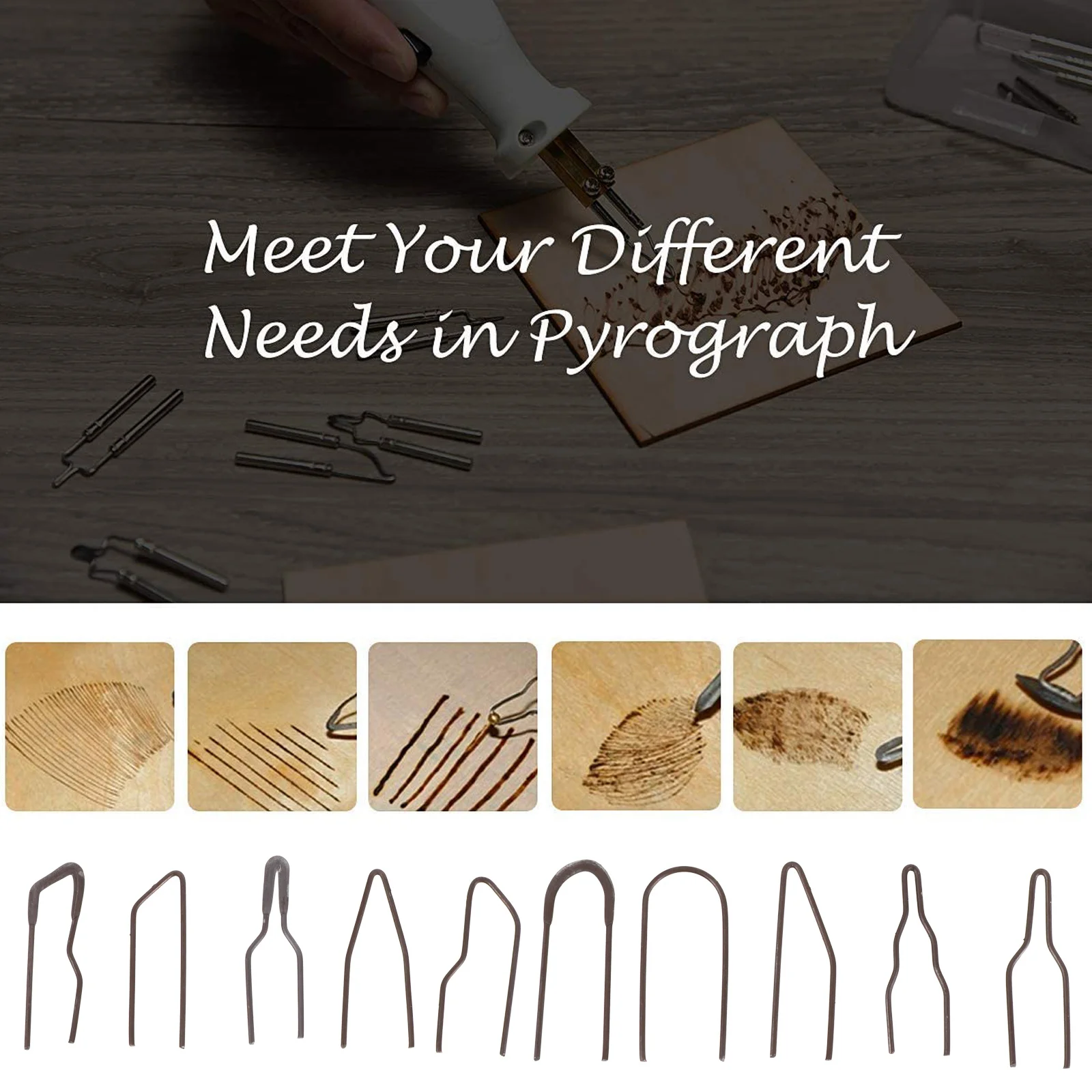 10Pcs Professional Wood Burning Tip Set Precision Pyrography Wire Tips for Craft Engraving Heat-Resistant No Softening Oxidation