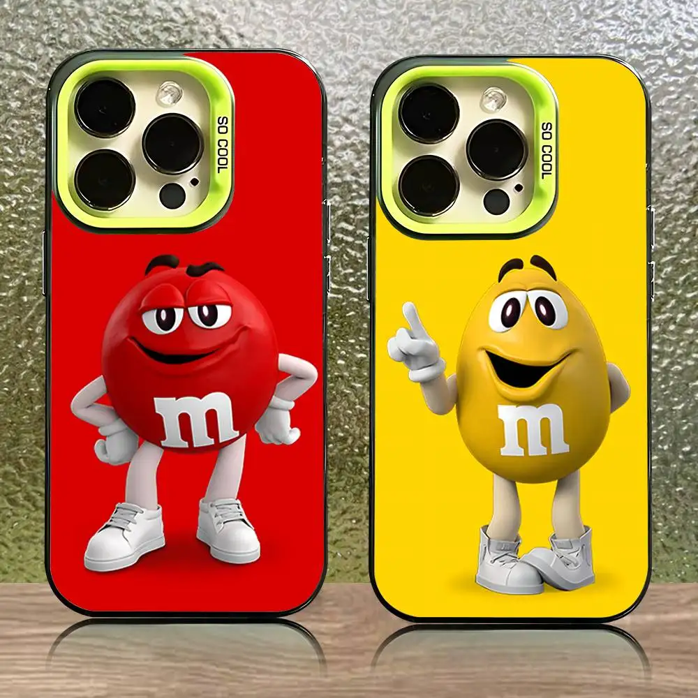

M-M Chocolate Beans Phone Case For iPhone 16,15,14,13,12,11,Pro,XS,Max,Plus,Mini,SE Green Candy Matte Shockproof Cover