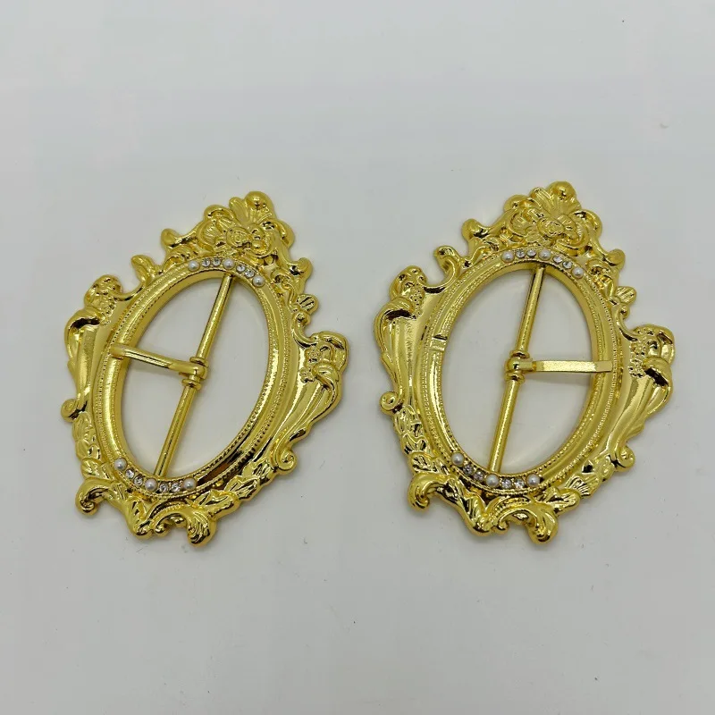 10Pcs Ornate Pin Buckle Zinc Alloy Decorative Belt Buckle For Garment Dress Shawl Bag DIY Clothing Accessory