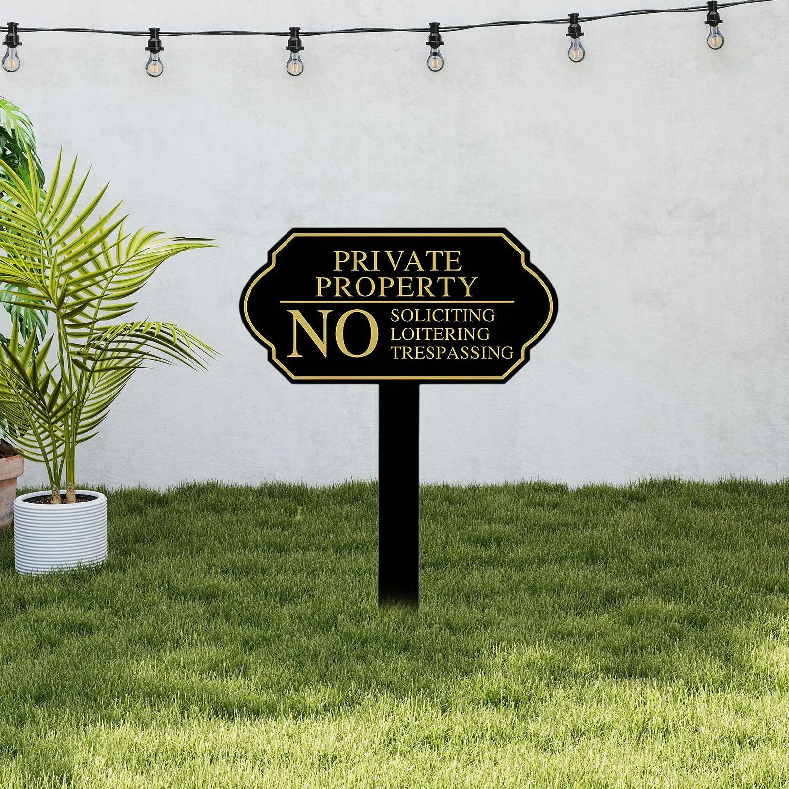 No Soliciting Sign for House with Stake, Easy to Install, Metal Yard Warning Sign for Front Door Business Outdoor Patio Gardens