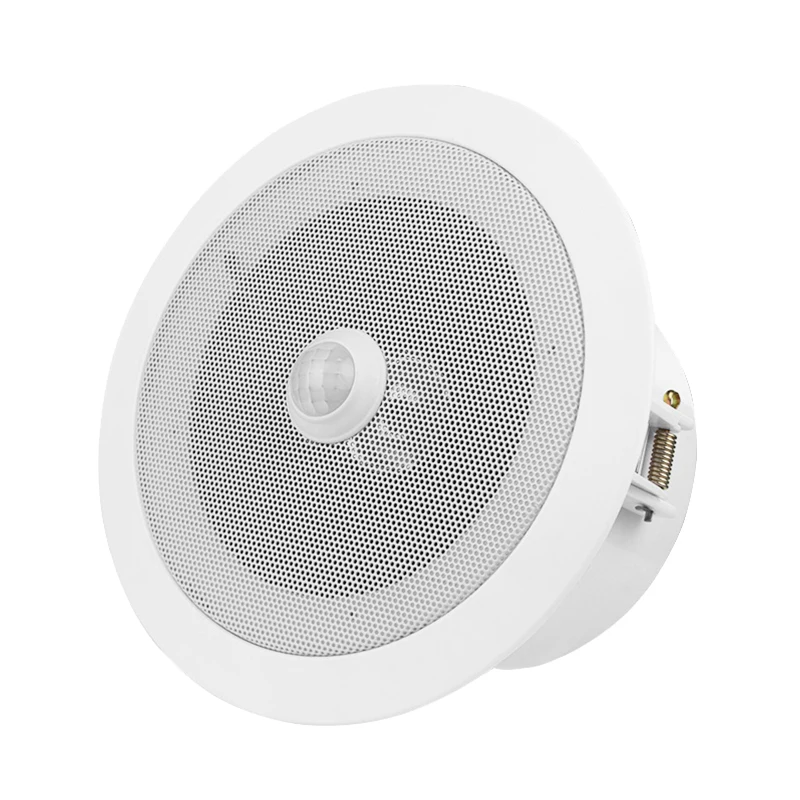 PIR Motion Sensor Ceiling Speaker with Built-in MP3 Player Overhead Motion Activated Music Player Voice Announcer for Ceiling