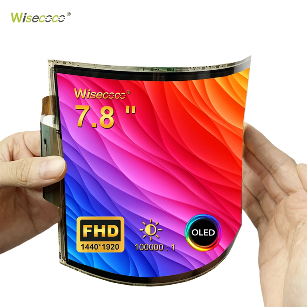 Wisecoco Universal 7.8 Inch 1920x1440 IPS OLED Monitor AMOLED Ultra Slim Bendable Flexible Screen With Type C HDMI Driver Board