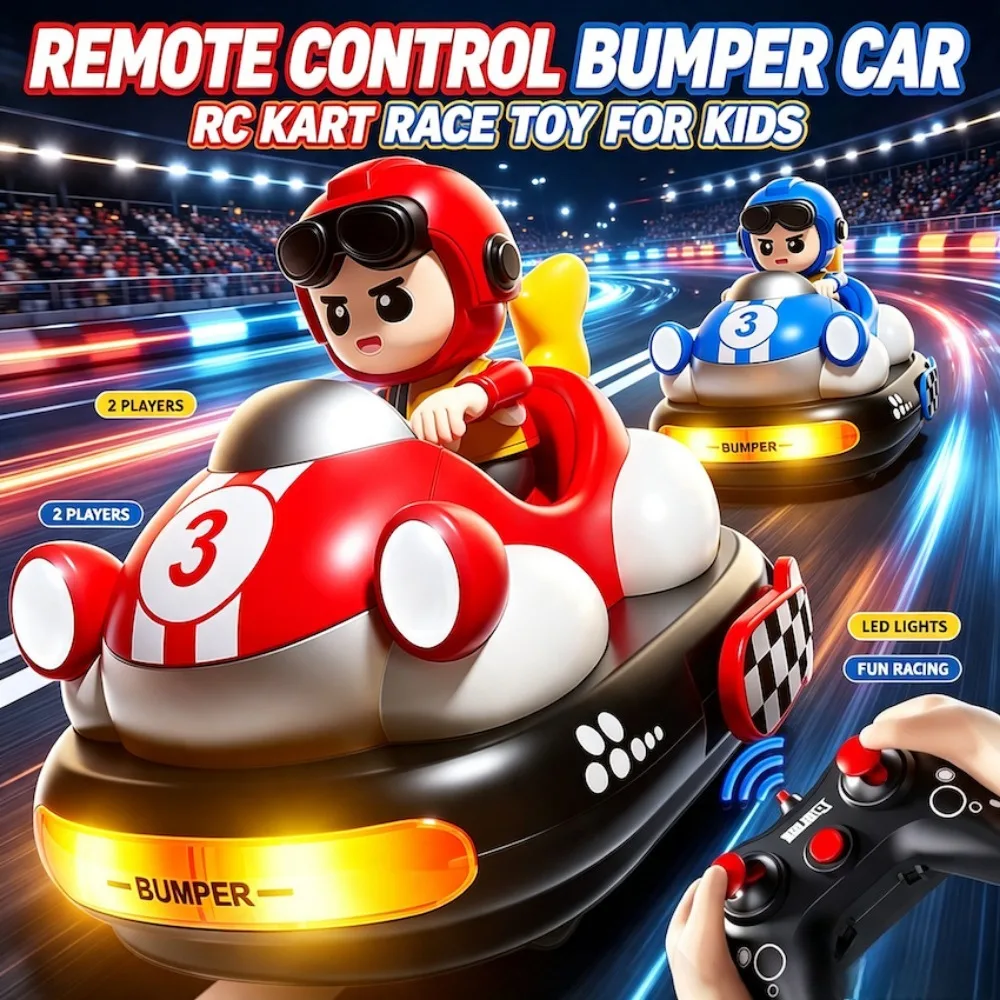 Remote Controlled Kart Racing Car Toy Two Player Racing with Drifting Feature Crash Bounce Ejection Games Perfect Birthday Gift
