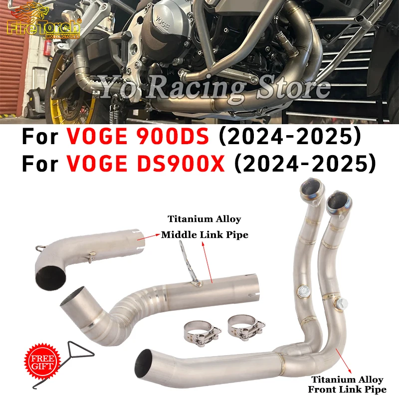 

Motorcycle Exhaust System Escape Titanium Alloy Front Middle Link Pipe Slip On For VOGE 900DS 900 DS DS900X DS900 X 2024 2025