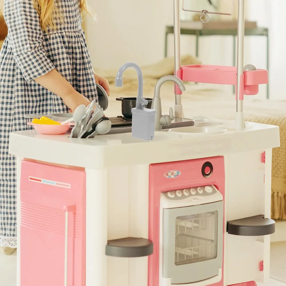 تدوير صنبور المطبخ استبدال لعبة محاكاة مع المياه الجارية بالوعة المطبخ اللعب صنبور لعبة صنبور بلاستيكي #4