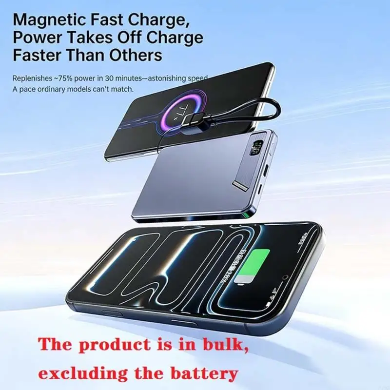 

Тонкий магнитный цифровой дисплей, чехол с держателем аккумулятора для беспроводной зарядки без аккумулятора, легко собрать для