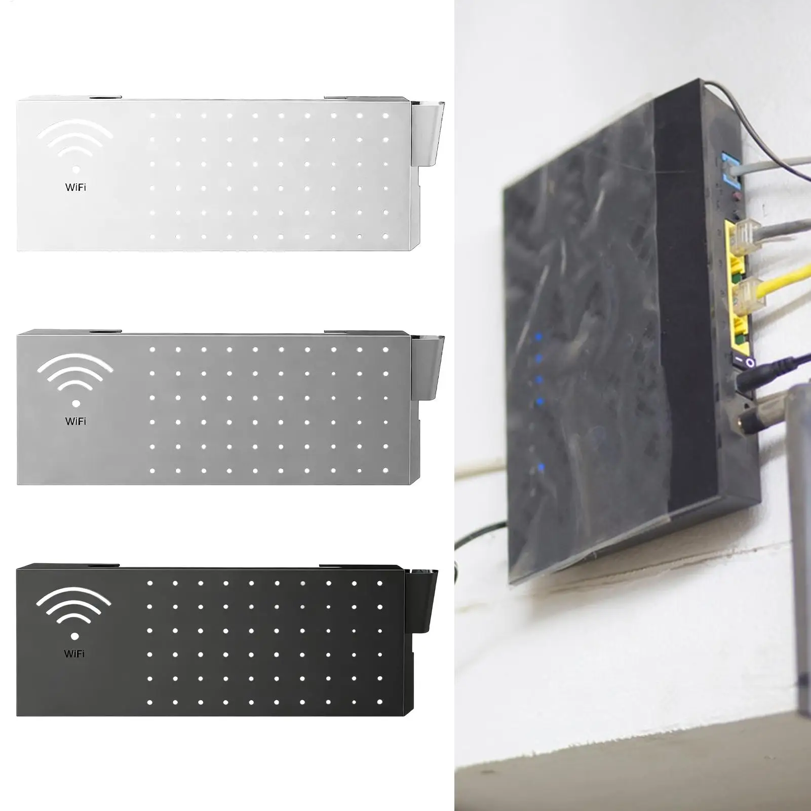 Couvercle de routeur mural multifonctionnel en acier au carbone, fournitures pour la maison, boîte de rangement de routeur Wifi pour sortie de sortie réseau électronique