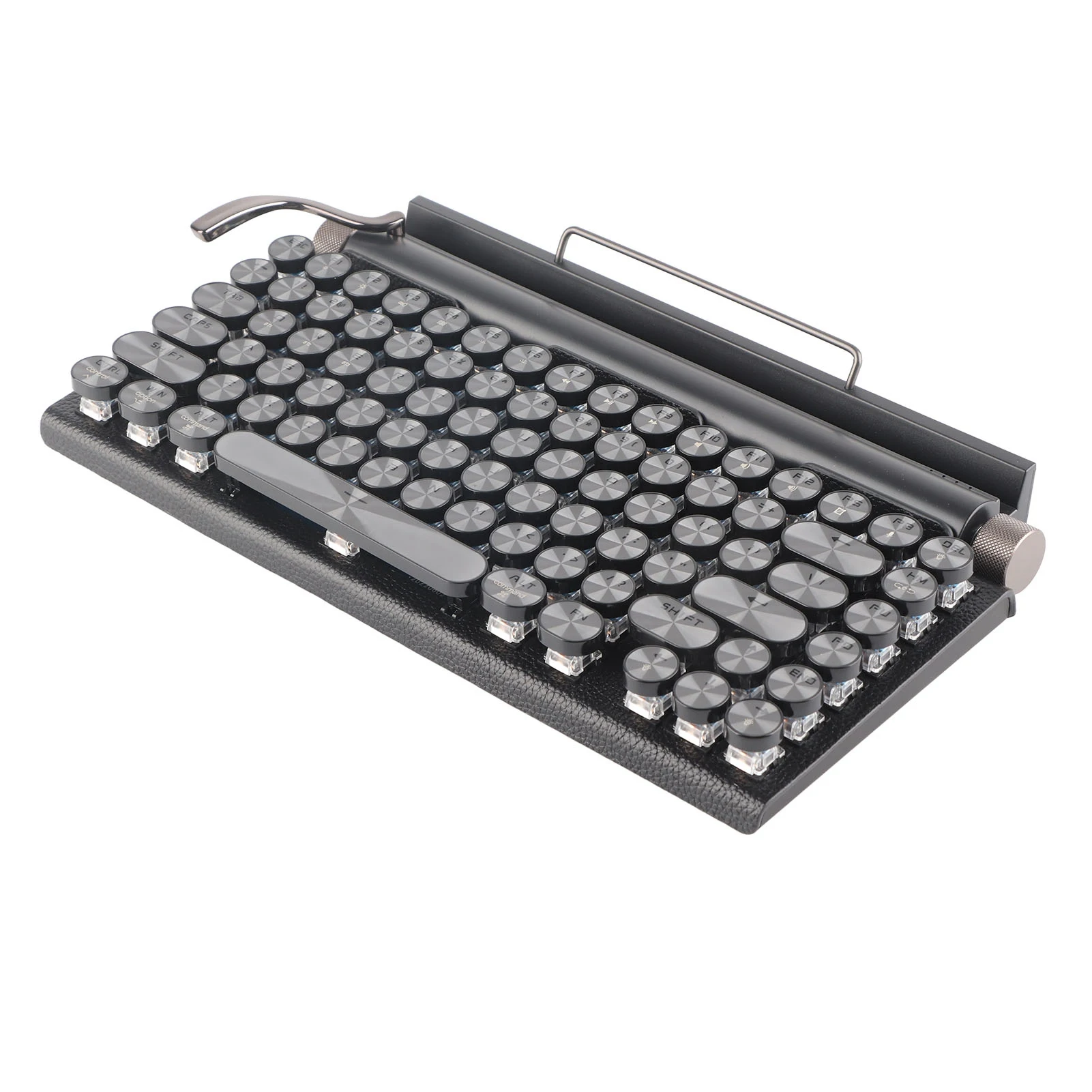 Typewriter Keyboard 83 Keys Vintage Wireless  Mechanical Keyboard with Metal Round  Blue Switch Mechanical Keyboard