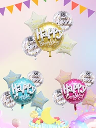 3pcs/7pcs 22inch Combination Happy Birthday Round Foil Balloons Birthday Party Decorations Birthday Balloons