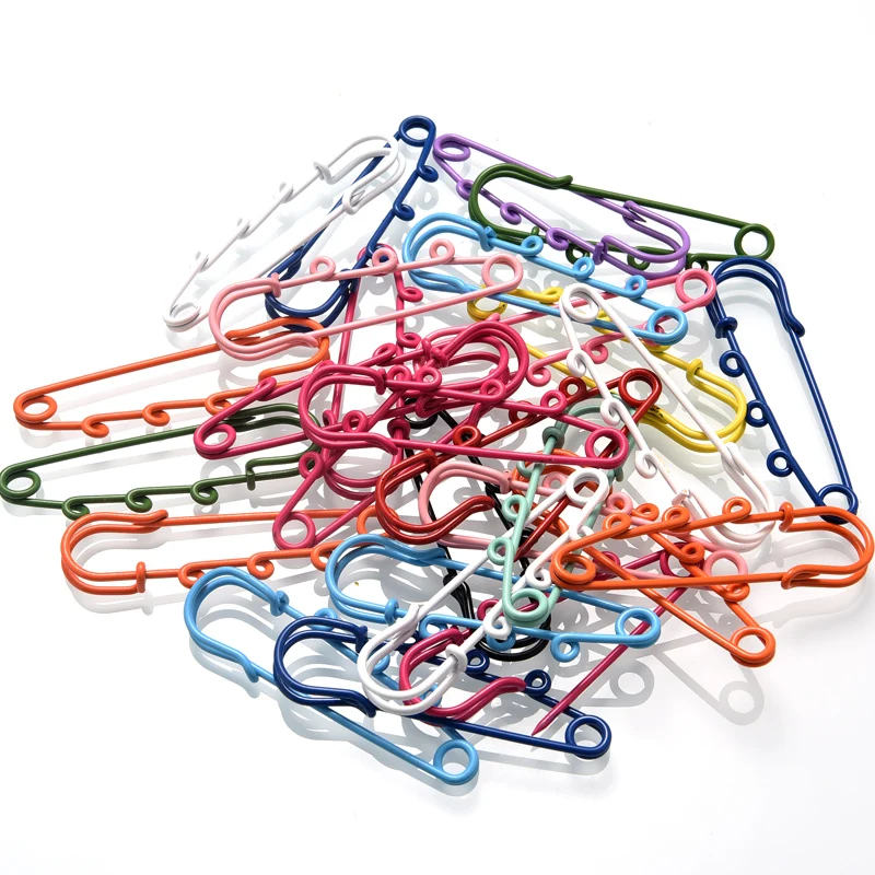 10Pcs 5/6cm Colorful 3 Loops Brooches Connectors Clothes Pendant Alloy Metal Safety Pin DIY Jewelry Making Findings Accessory