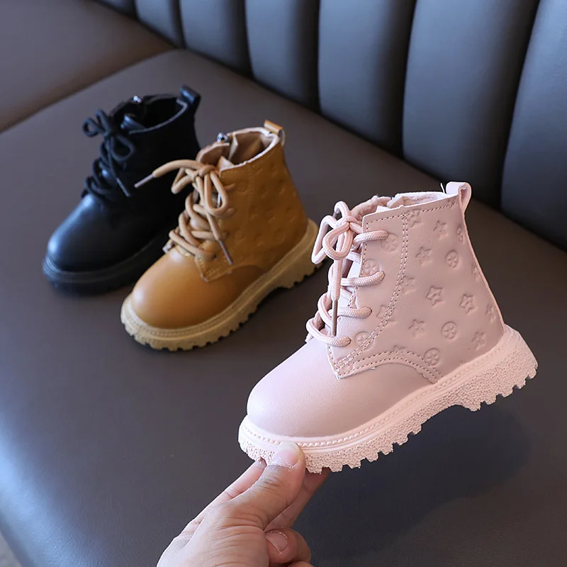 2025 Kids Leather Chelsea Boots Waterproof Children SneakersYELLOW Toddler Snow Boots Girl Winter Shoe Boy