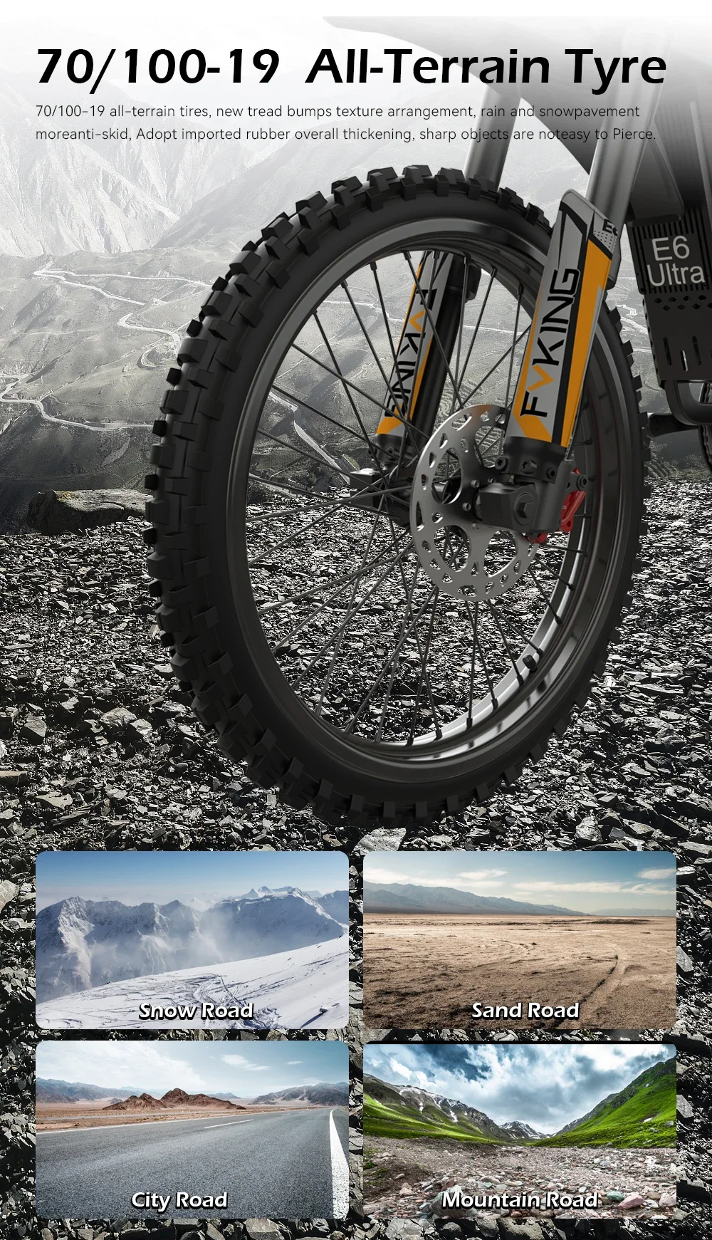 Readygo EKXBIKE E6 Ultra Adult Off-Road Ebike 3000W Brushless Motor 60V 30AH Lithium Battery Electric Bicycle 85Km/h view 5