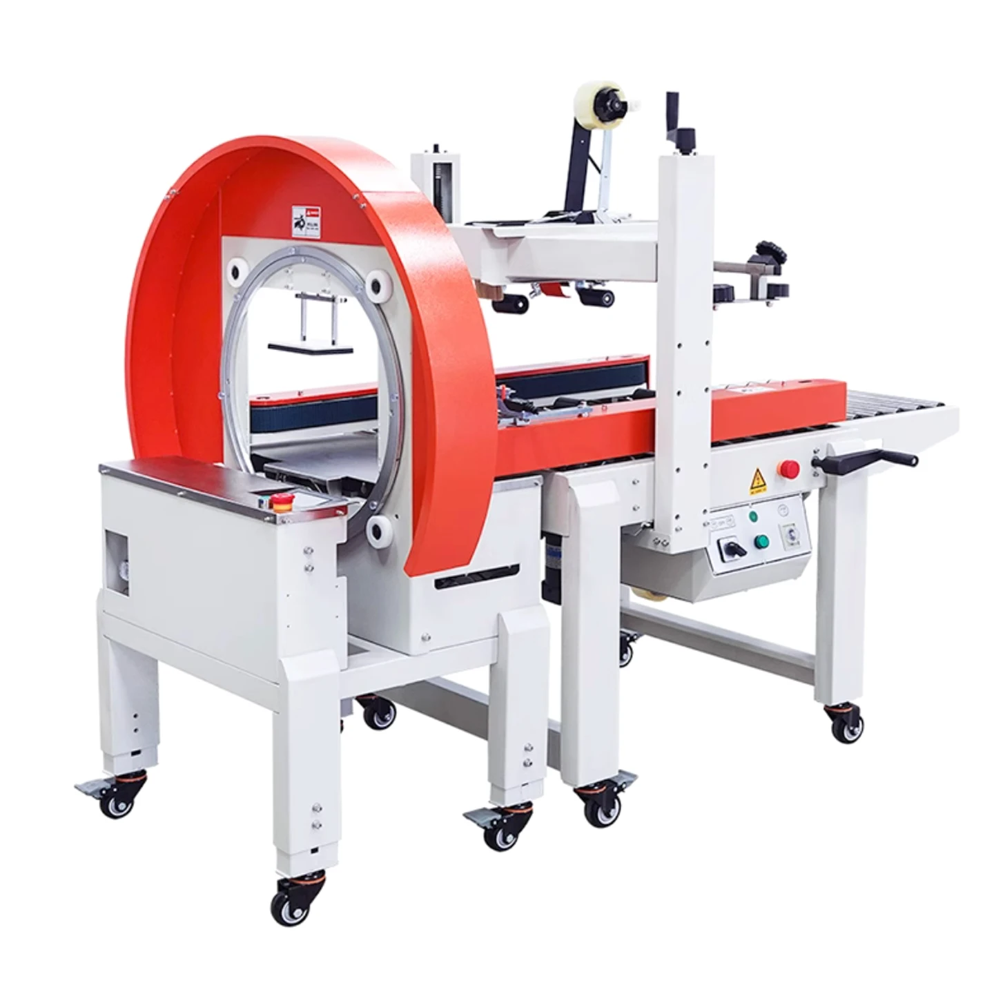 Automatic Adaptation Tap Wrapping Machine: Horizontal Full-Circle Winding, One-Cross Sealing for Carton and Foam Box