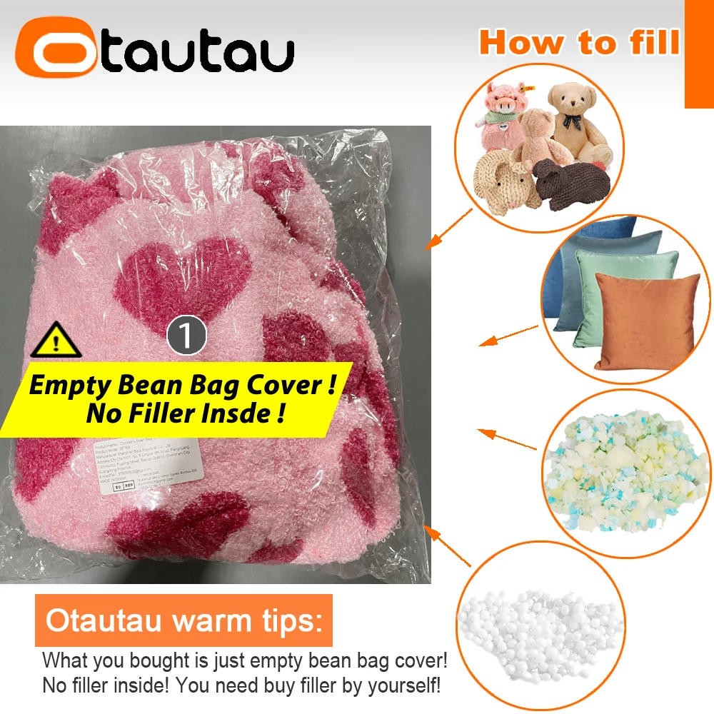 OTAUTAU Size S Children Small Bean Bag Sofa Cover Corner Armchair Pouf Cover SF170【No Filler!You Need To Fill It By Yourself!】