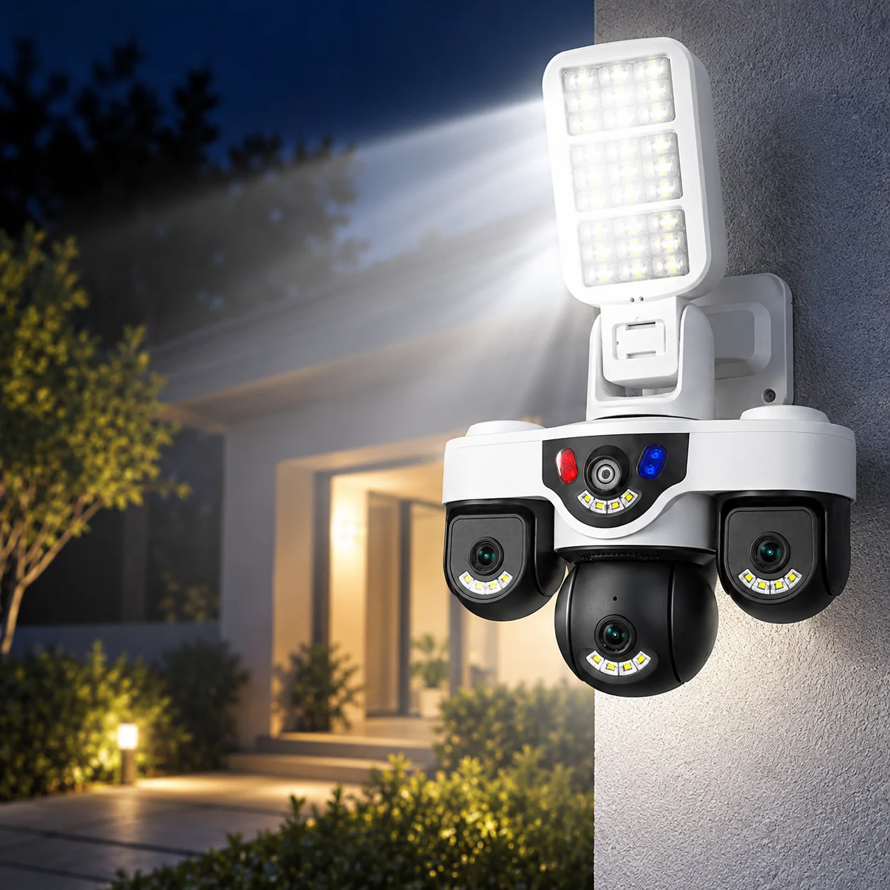 15MP Three‑Lens Three‑View WIFI Solar Security  Camera  AOV Mode PTZ Motion Tracking LED Light Outdoor Surveillance CCTV Camera