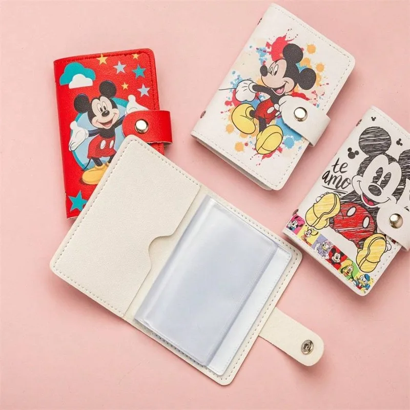 Disney Fashion PU High Quality Card Bag Cute Cartoon Mickey Minnie Multi functional Storage Student Wallet