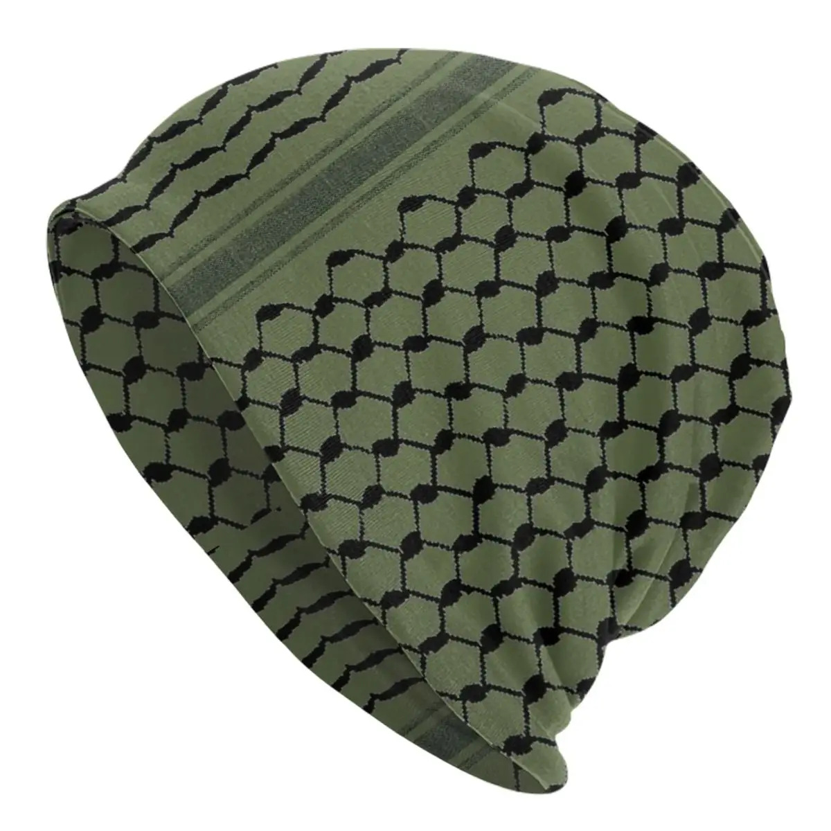 Palestinian Hatta Kufiya Olive Green Keffiyeh Bonnet Hat Goth Outdoor Palestine Arabic Skullies Beanies Hats Dual-use Cap