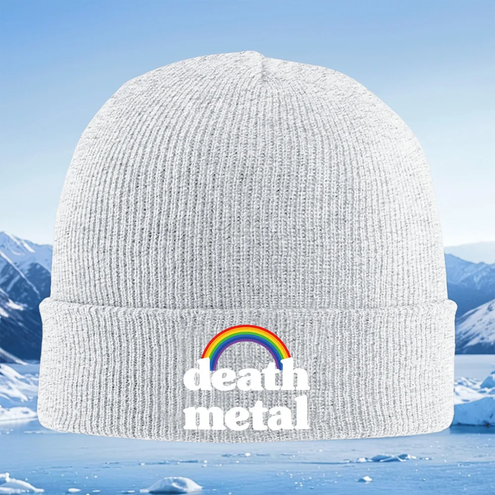 قوس قزح الموت المعدني كلمة شعار hombres mujeres للجنسين سمبريرو دي بونتو gorro جيرسي gorra invierno térmico Calido Navidad ci #3
