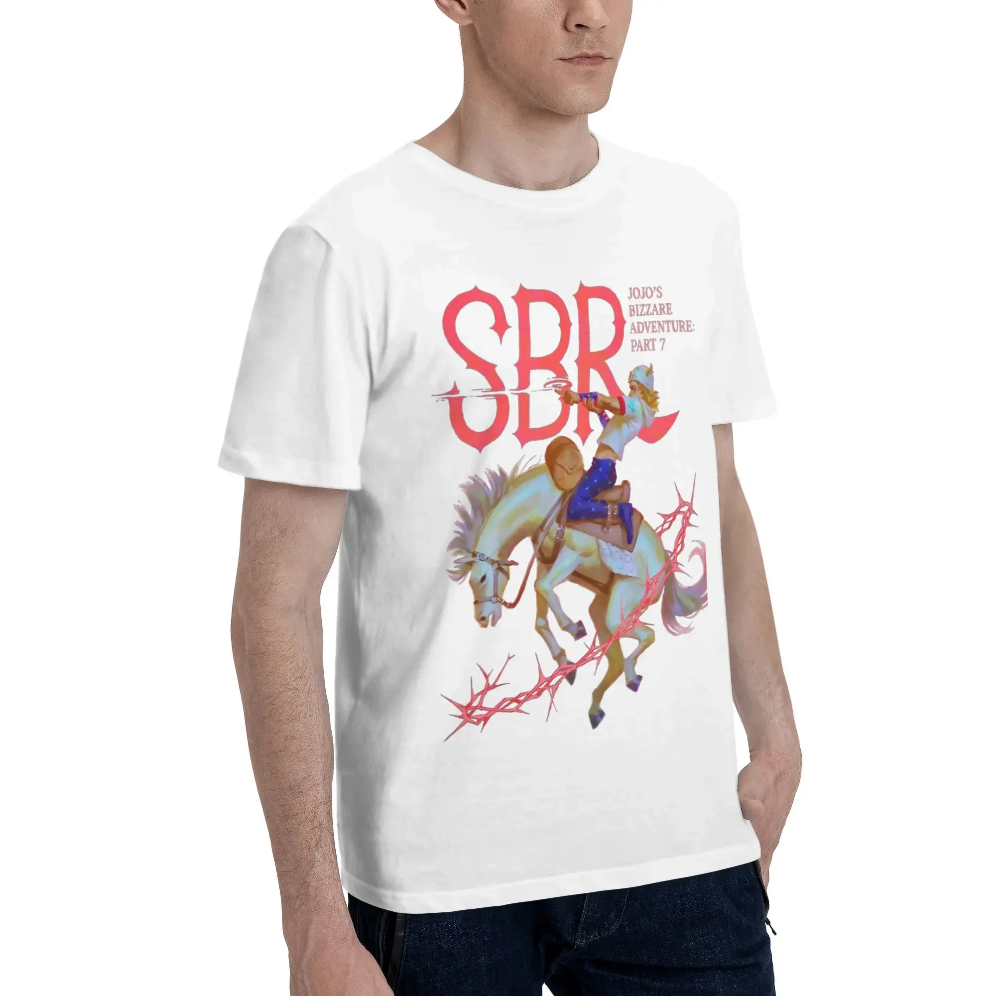 Bandai JoJo's Bizarre Adventure STEEL BALL RUN Men T-Shirt Clothes  Casual Tee Shirt Short Sleeve fugees Cotton