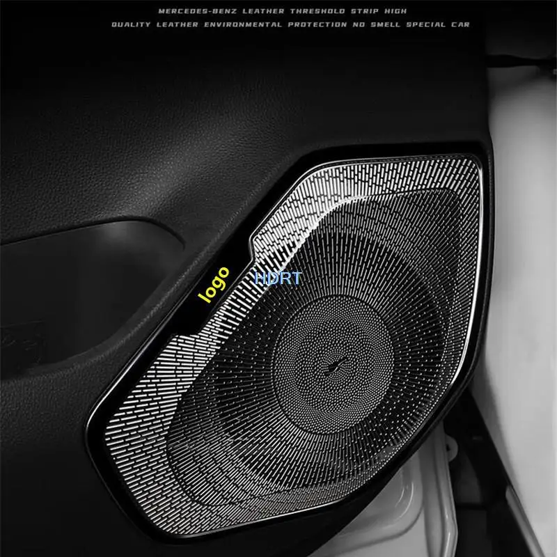 Car Styling Stainless Steel Four Door Horn Audio Speaker Cover Protector Decoration Accessories Sticker For Toyota RAV4 2020 +