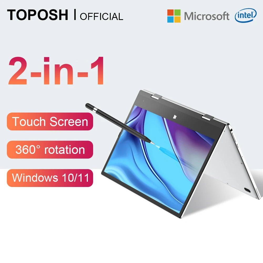 Планшет TOPOSH 2-в-1, Intel N6000, IPS сенсорный экран 11,6 дюйма, 8 ГБ ОЗУ, 1 ТБ SSD, Windows 11