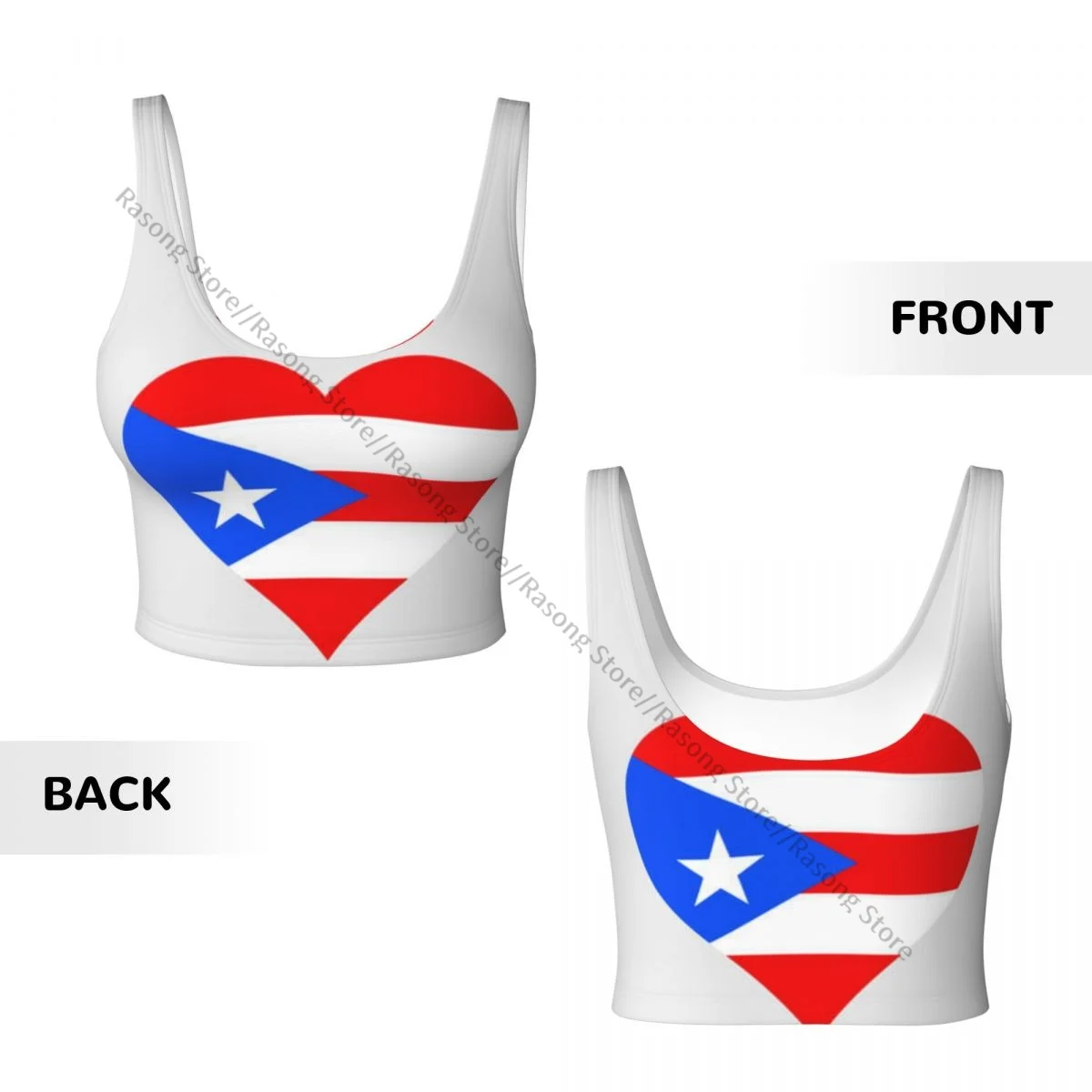 سترة اليوغا المرأة رياضة المحاصيل القمم بورتوريكو القلب العلم الشارع الشهير تجريب تنفس تانك القمم الإناث