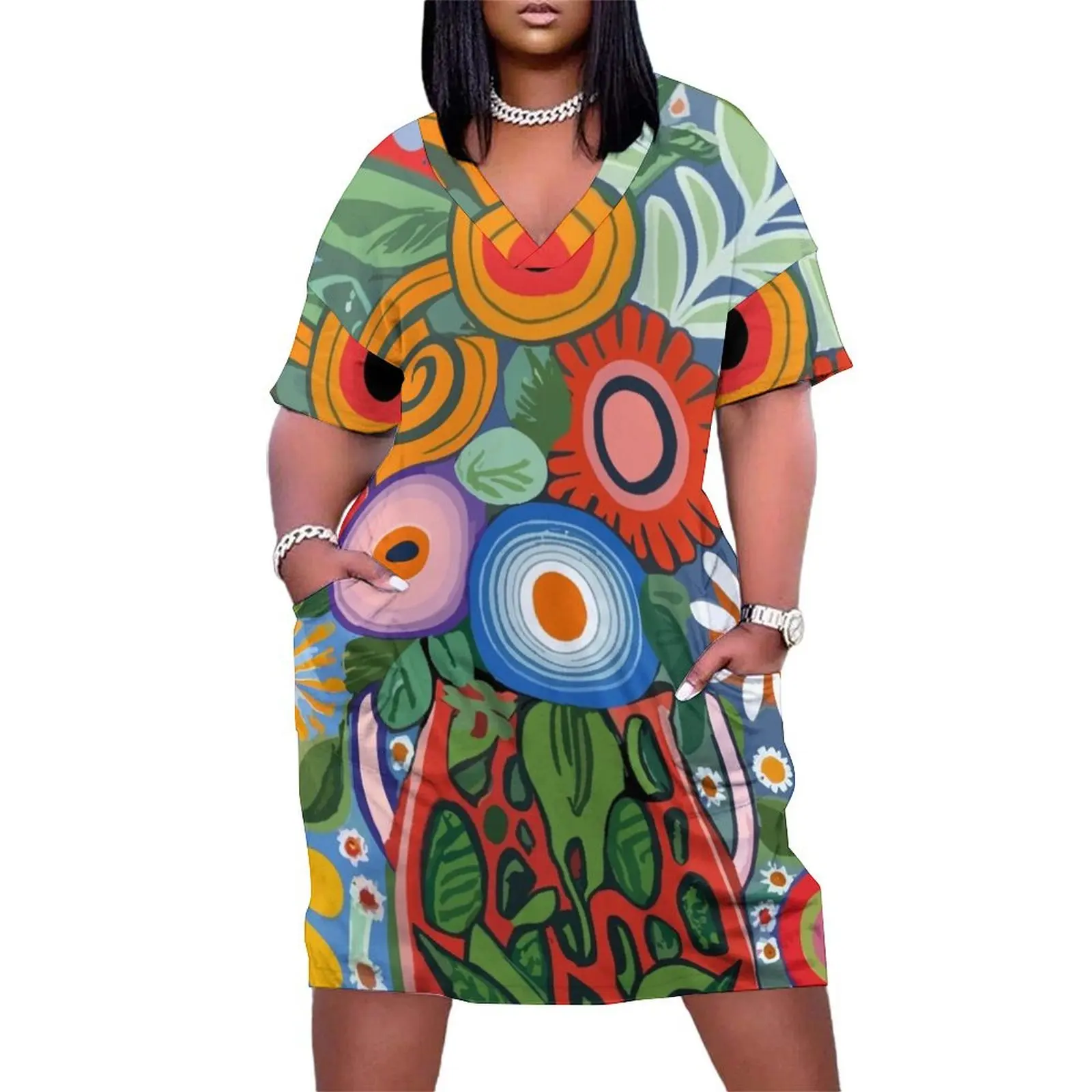 Sweet Ojibway Floral Photographic Prints Loose Pocket Dress women party dresses summer dress women 2025 women's summer jumpsuit