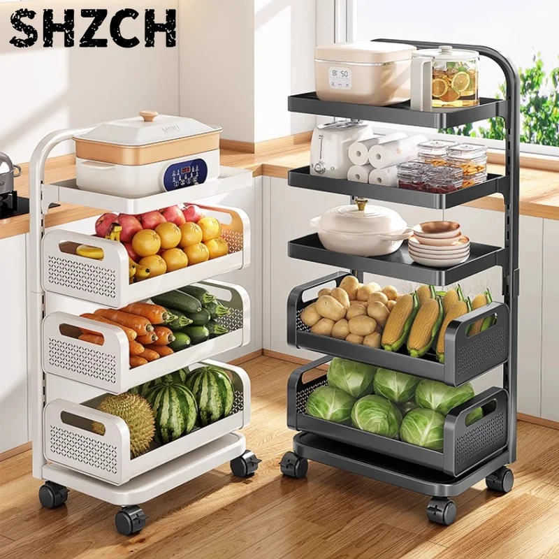 Large Adjustable Microwave Stand, 360 Rotating Spice Rack, Removable Cookware Storage Shelf, Expandable Kitchen Organizer