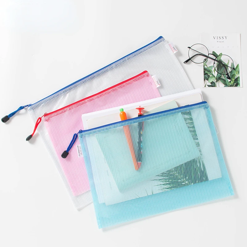 

1Pcs A4 Waterproof Plastic Zipper Paper File Folder Book Pencil Pen Case Bag File Document Bags Office Student Supply