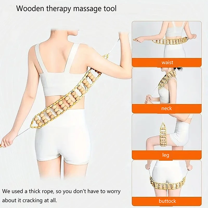Strumenti per massaggio anticellulite con corda per massaggio alla schiena in legno Strumenti portatili per automasaggi per la cura del corpo del sollievo dal dolore muscolare della gamba del collo