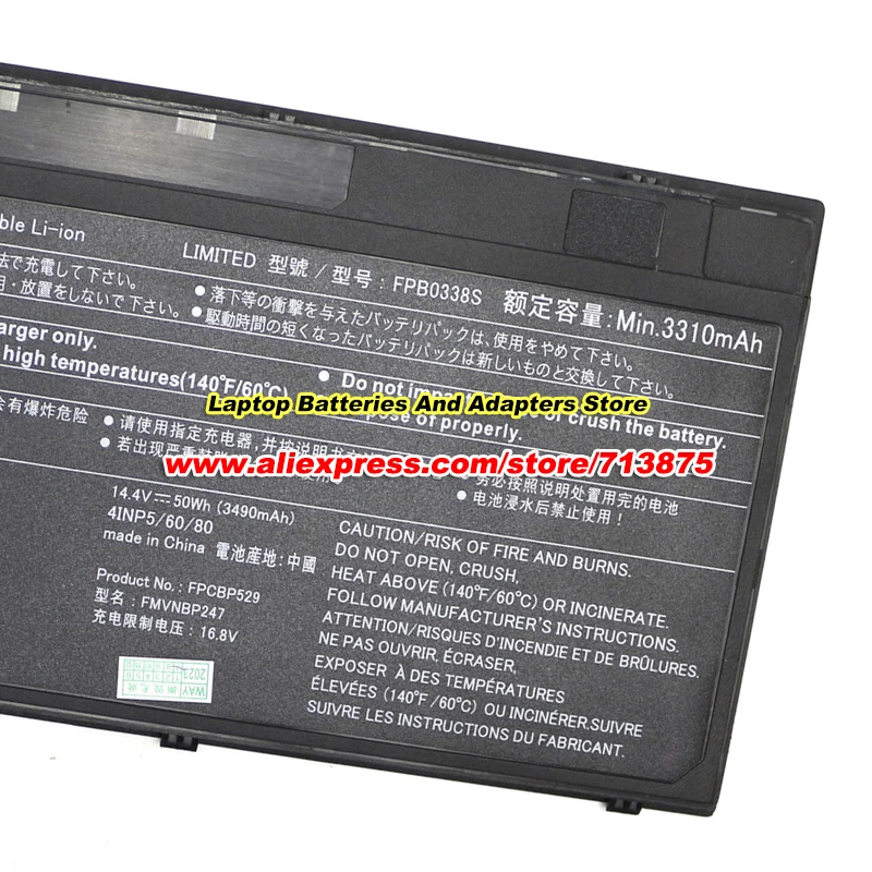

Genuine FPB0338S Battery 14.4V 3490mAh 50Wh FPCBP529 FPCBP531 FMVNBP247 for Fujitsu LifeBook E548 E558 U747 U748 U757 T937 T938