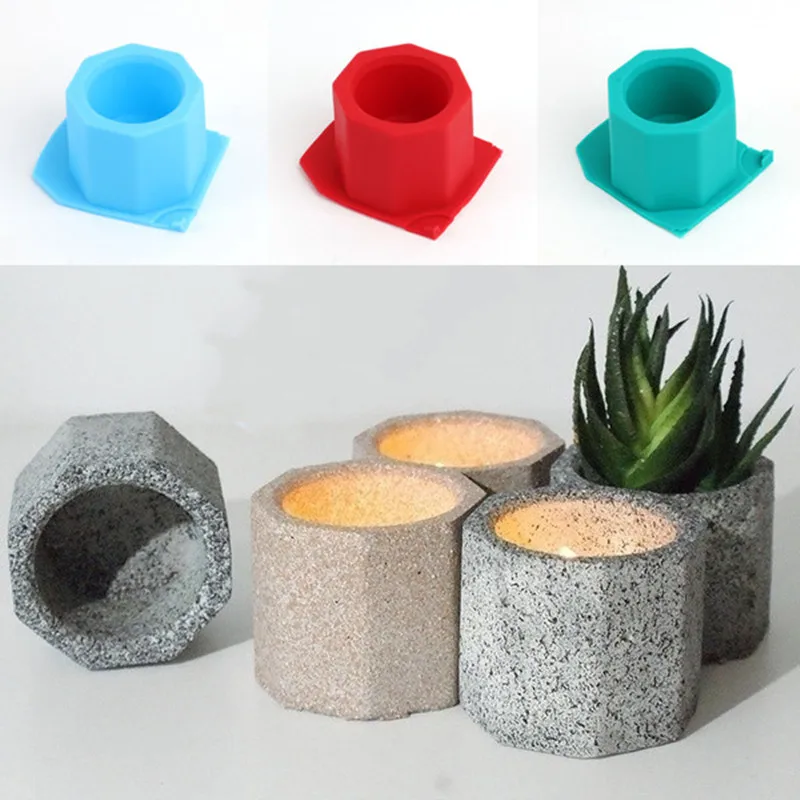 Hexagon Silicone Candle Mould Concrete Succulent Flower Pot Stove Mould Ceramic Clay Epoxy Craft Mould Home Garden Flower Pot