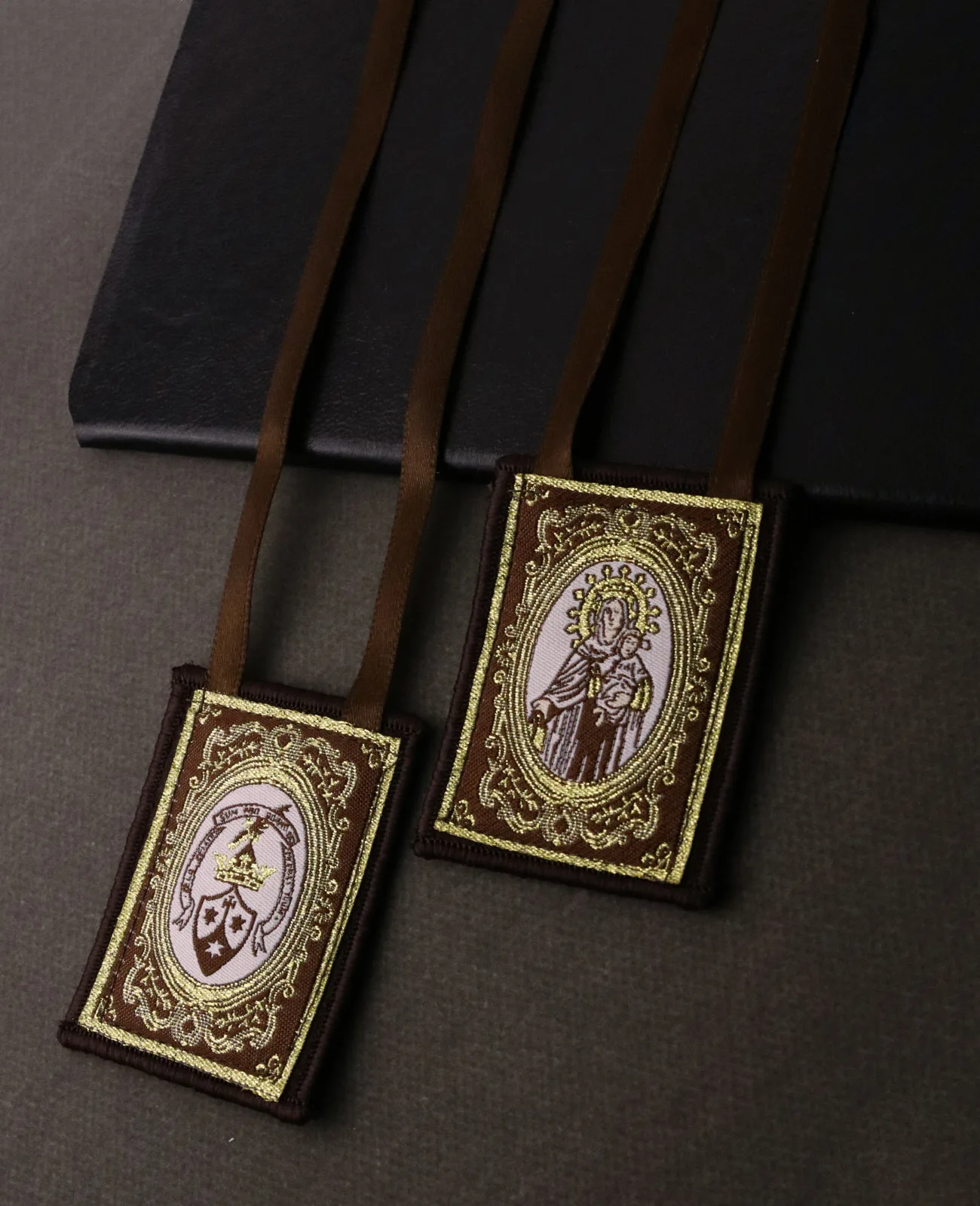 Collar escapular con medalla Catolica Lady of Mount Carmel, corazón inmaculado, Escapularios, regalo de devocional religioso marrón, 3 uds.