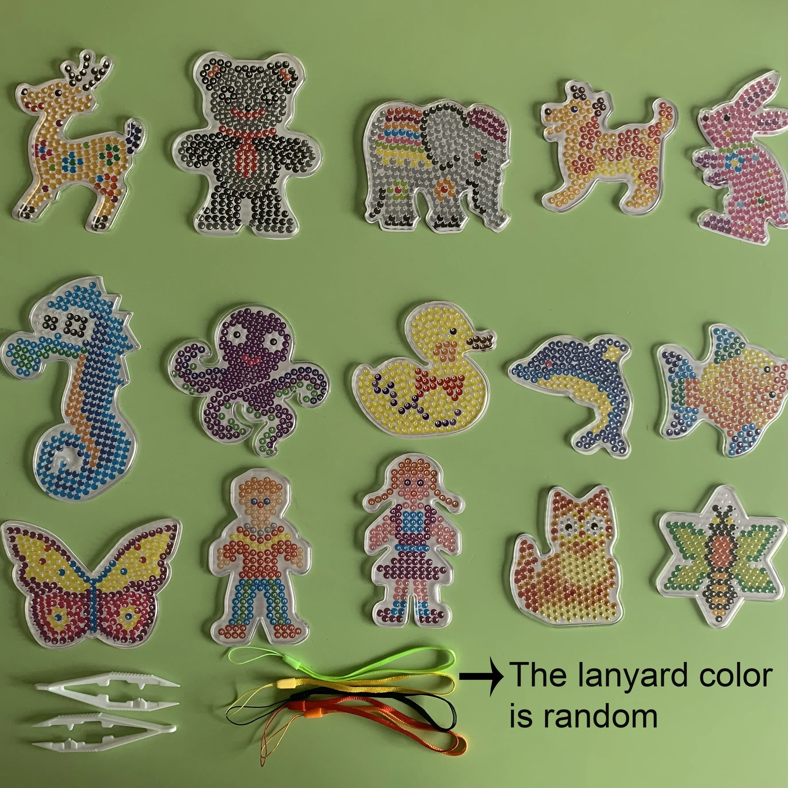 15pcs Cute Animal Series Melted Bead Board-5mm Perler Hama Beads Pegboards DIY Crafts Gift- Including  15 Colorful Cards